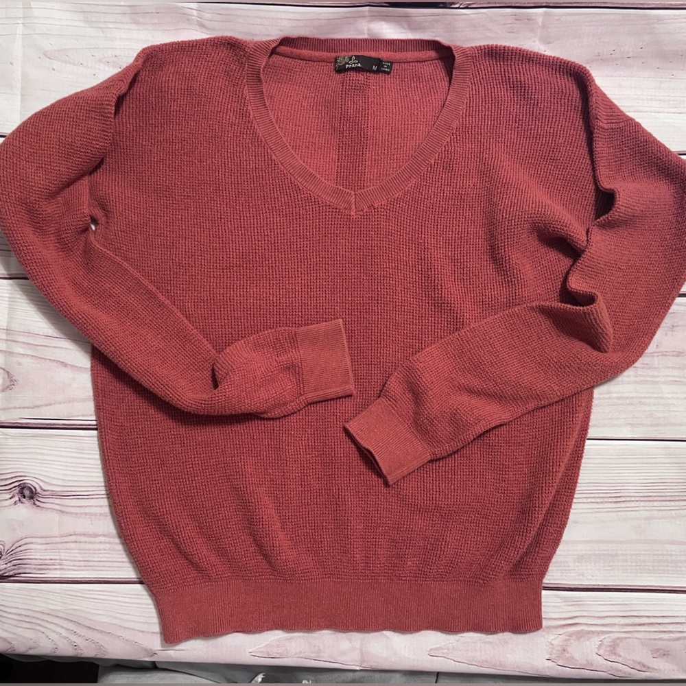 PrAna Rust Vneck Sweater Medium